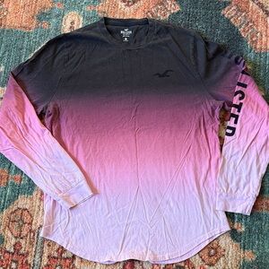 Men's XL Hollister Gradient Black and Pink Long Sleeve.